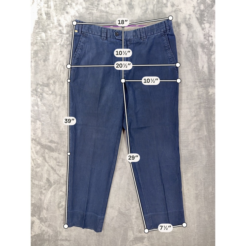 Hiltl Trousers Mens Size 36x29 Navy Blue Chino Pants Casual Formal - Picture 8 of 9